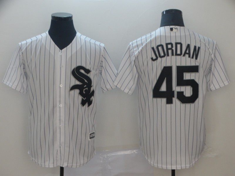 Men Chicago White Sox 45 Jordan White Game MLB Jersey